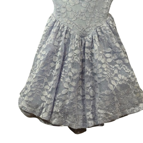 Windsor Periwinkle Cutout Back Lace Glitter Skater Dress - Picture 5 of 14